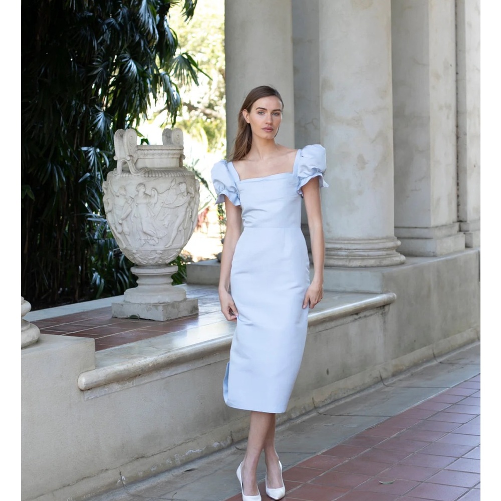 Damaris Bailey Dusty Blue Rose Dress